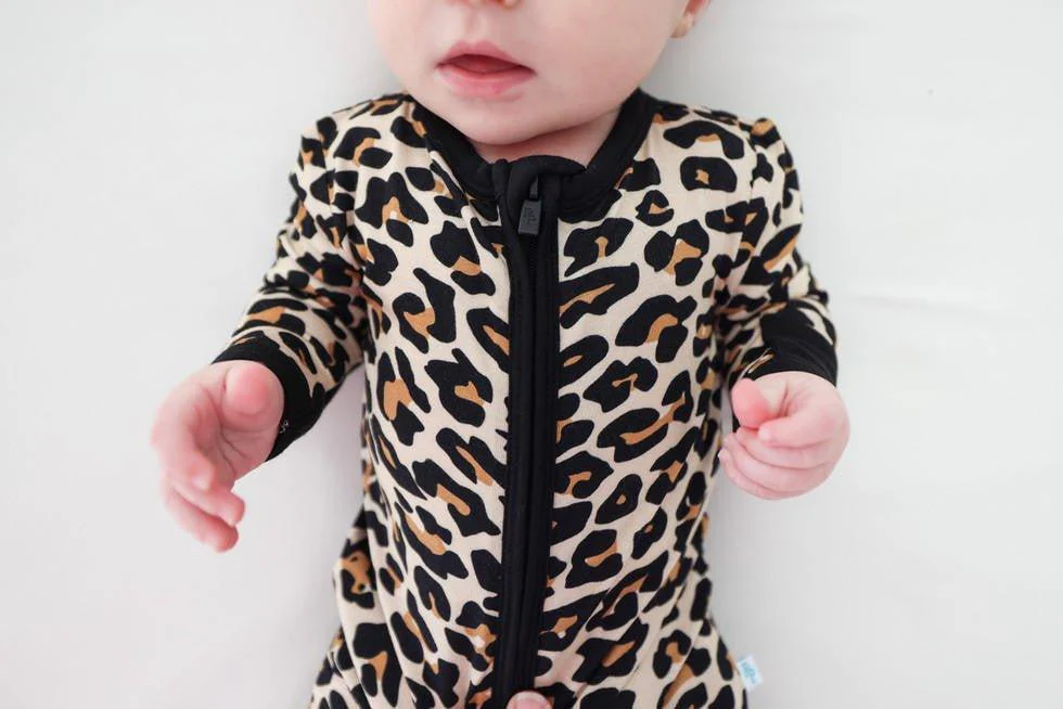 Girl's Bamboo Convertible Footie Romper - Lana Leopard - Image 3