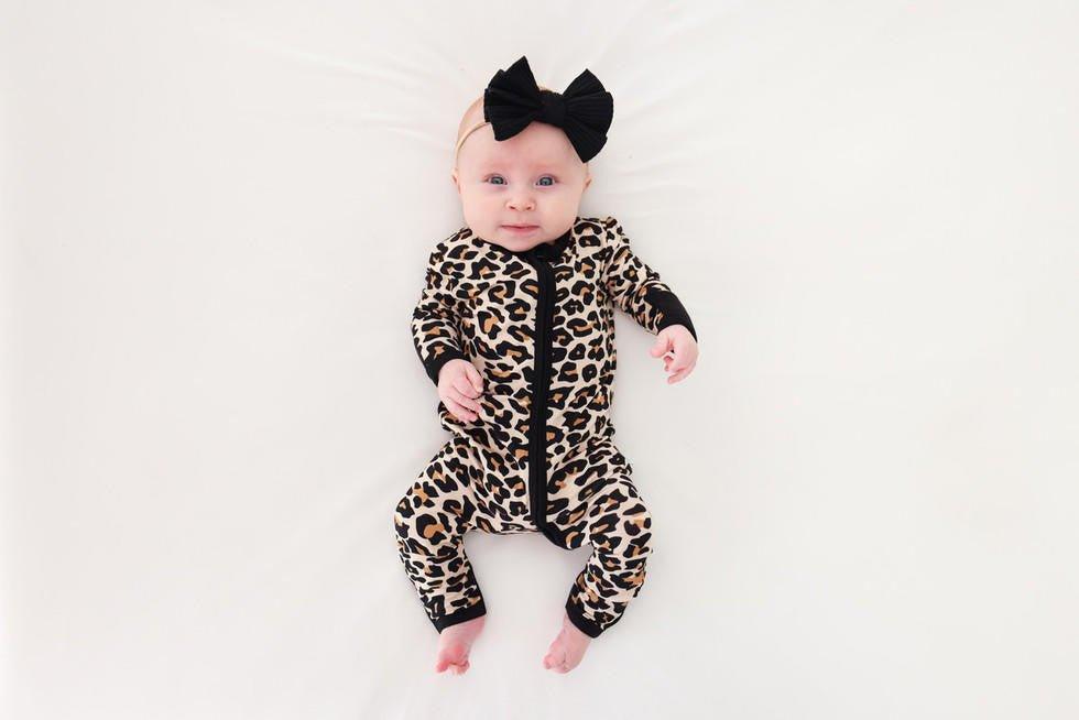 Girl's Bamboo Convertible Footie Romper - Lana Leopard - Image 4