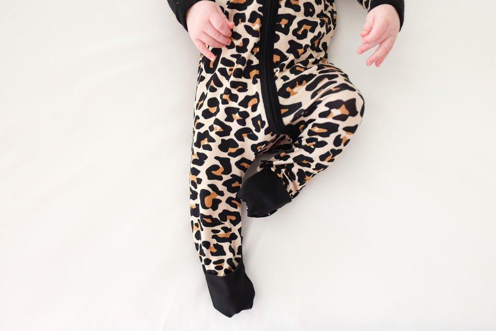 Girl's Bamboo Convertible Footie Romper - Lana Leopard - Image 6