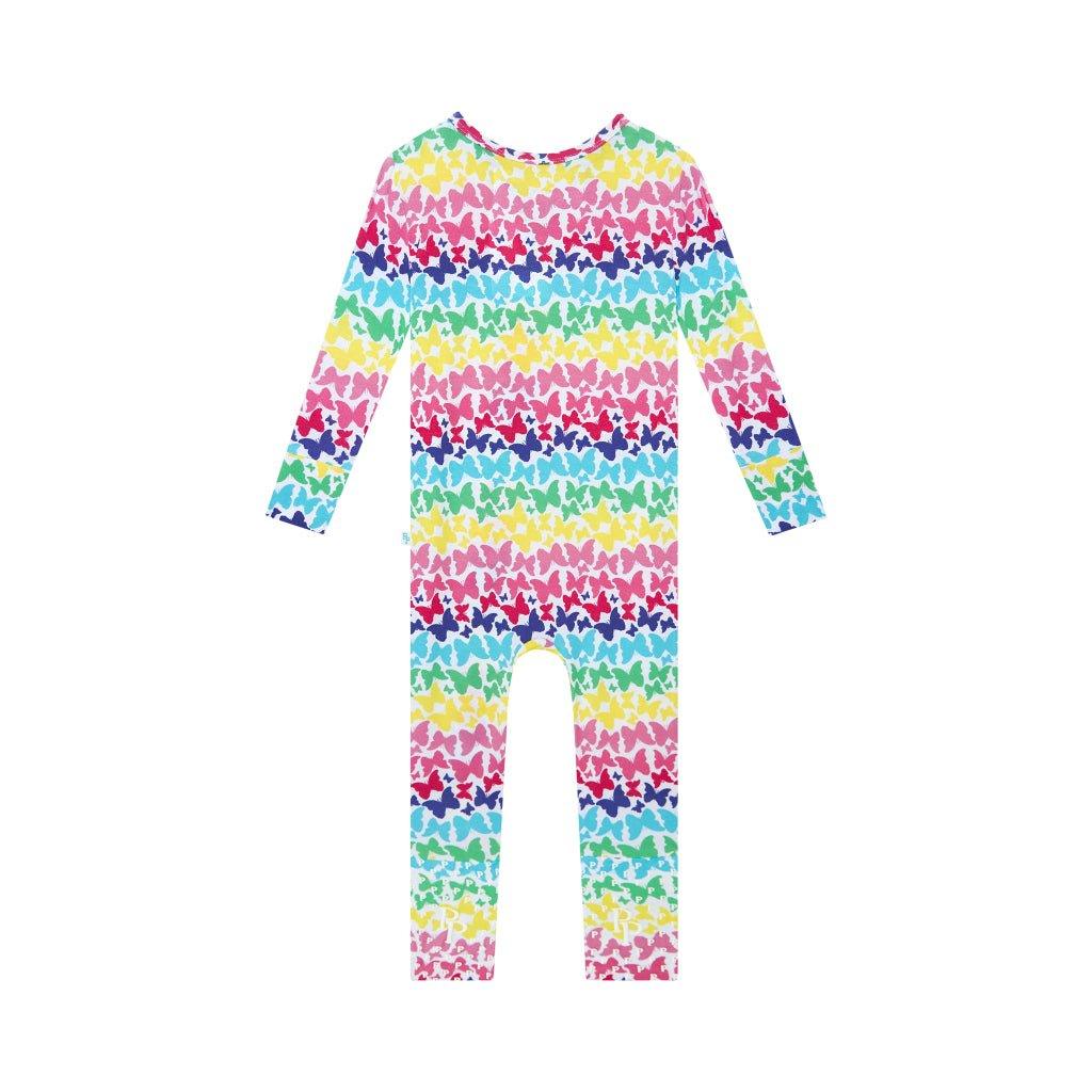 Girl's Bamboo Convertible Footie Romper - Rainbow Butterfly - Image 2