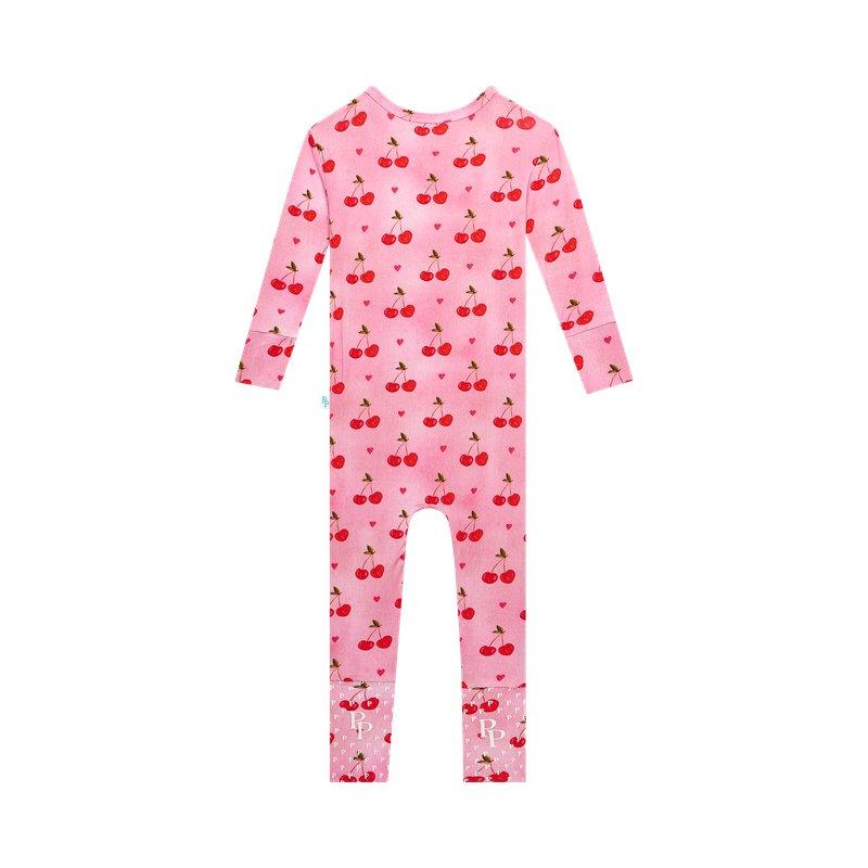 Girl's Bamboo Convertible Footie Romper - Very Cherry - Image 2