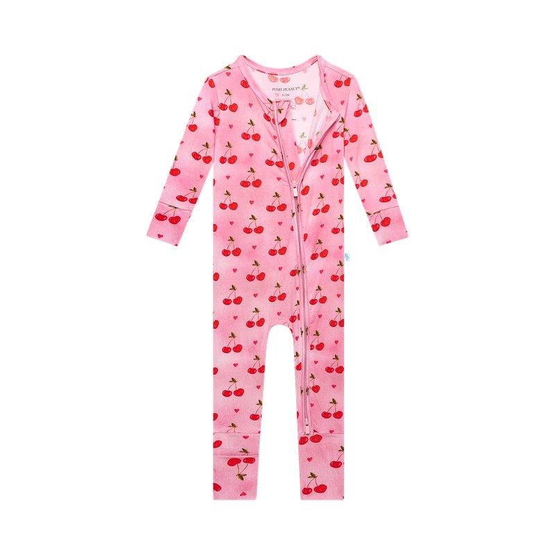 Girl's Bamboo Convertible Footie Romper - Very Cherry - Image 3