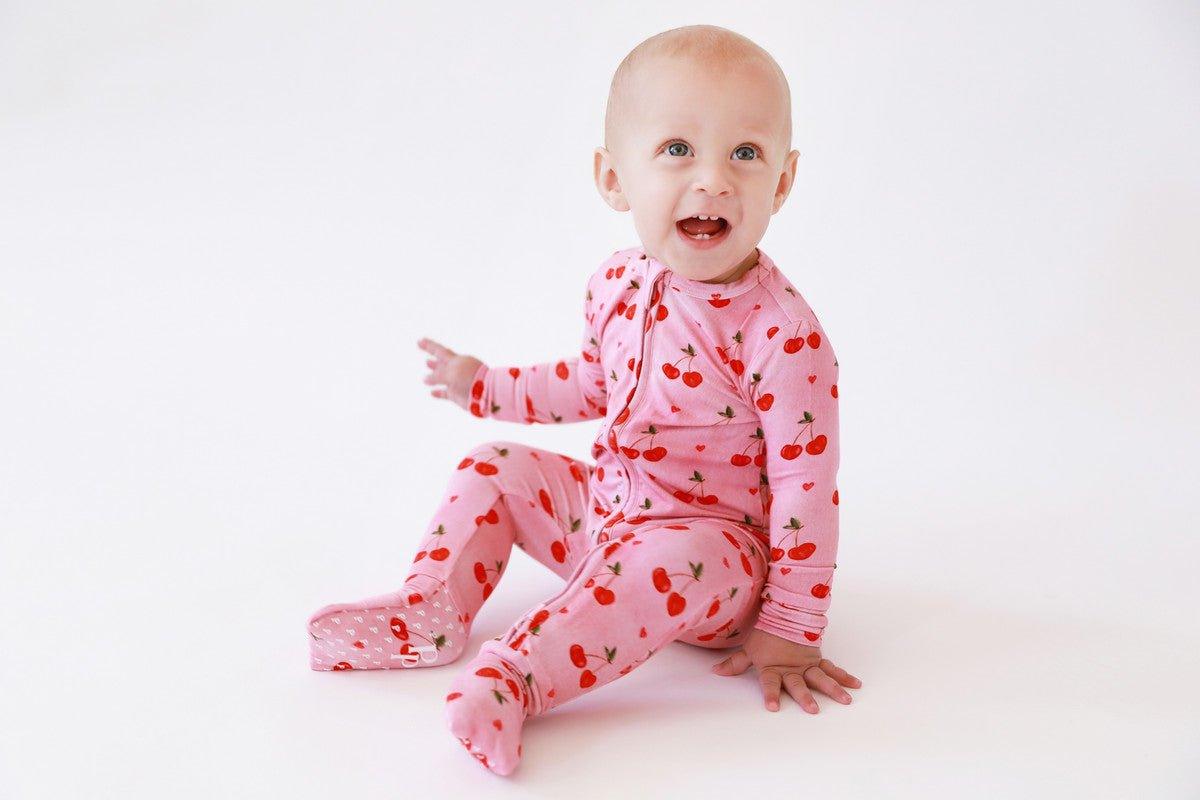 Girl's Bamboo Convertible Footie Romper - Very Cherry - Image 4