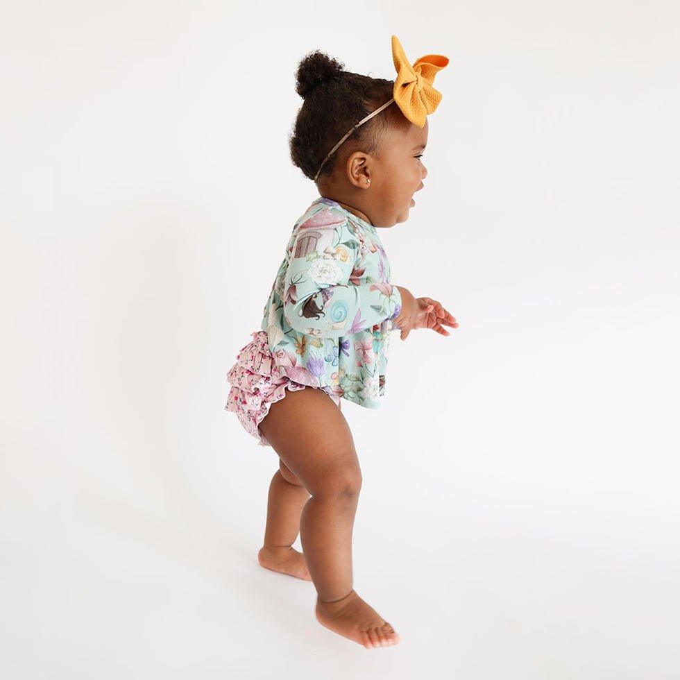 Girl's Long Sleeve Basic Peplum Top & Bloomer Outfit Set, Faye - Image 2