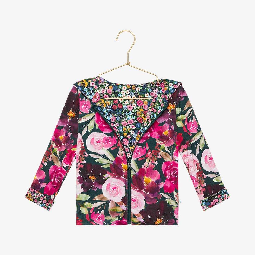 Girl's Bamboo Long Sleeve Reversible Jacket, Zelda (Floral)