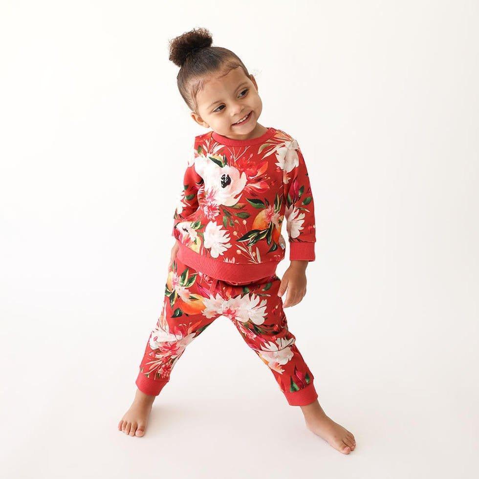 Girl's Long Sleeve Sweatshirt & Jogger Set, Leonora (Floral) - Image 2