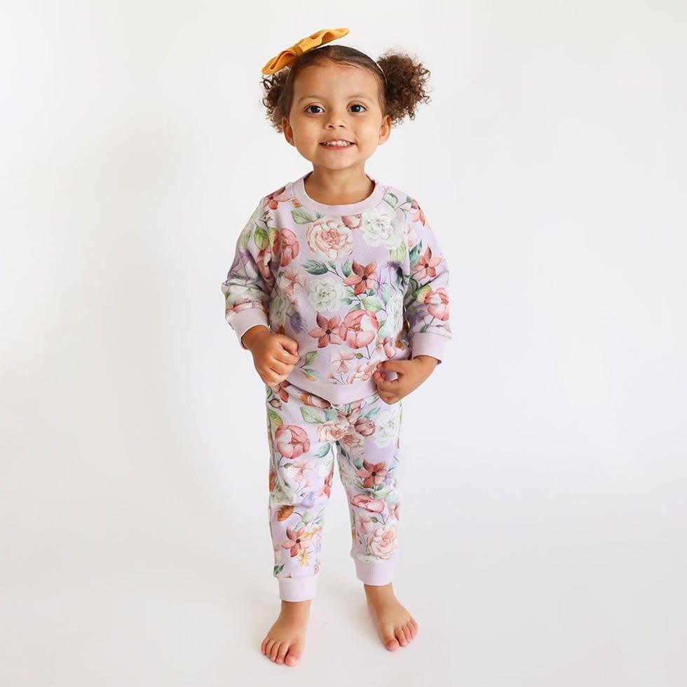 Girl's Long Sleeve Sweatshirt & Jogger Set, Pari (Floral) - Image 2