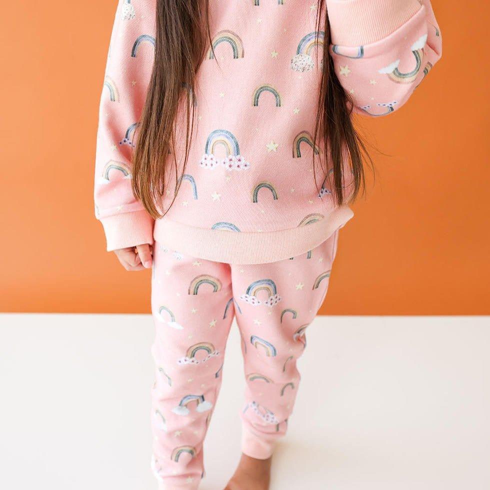 Girl's Long Sleeve Sweatshirt & Jogger Set - Shay (Rainbows) - Image 2