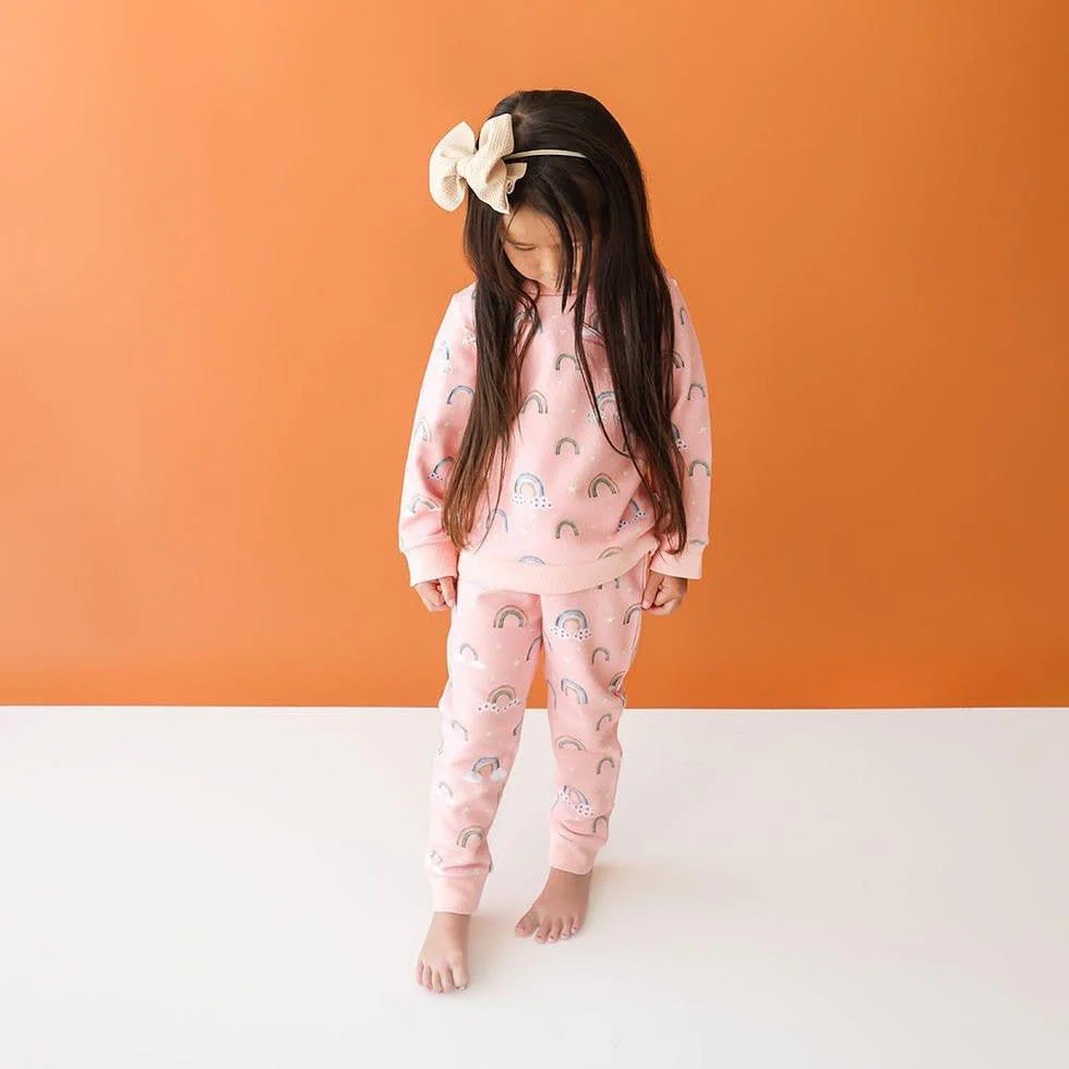 Girl's Long Sleeve Sweatshirt & Jogger Set - Shay (Rainbows) - Image 3