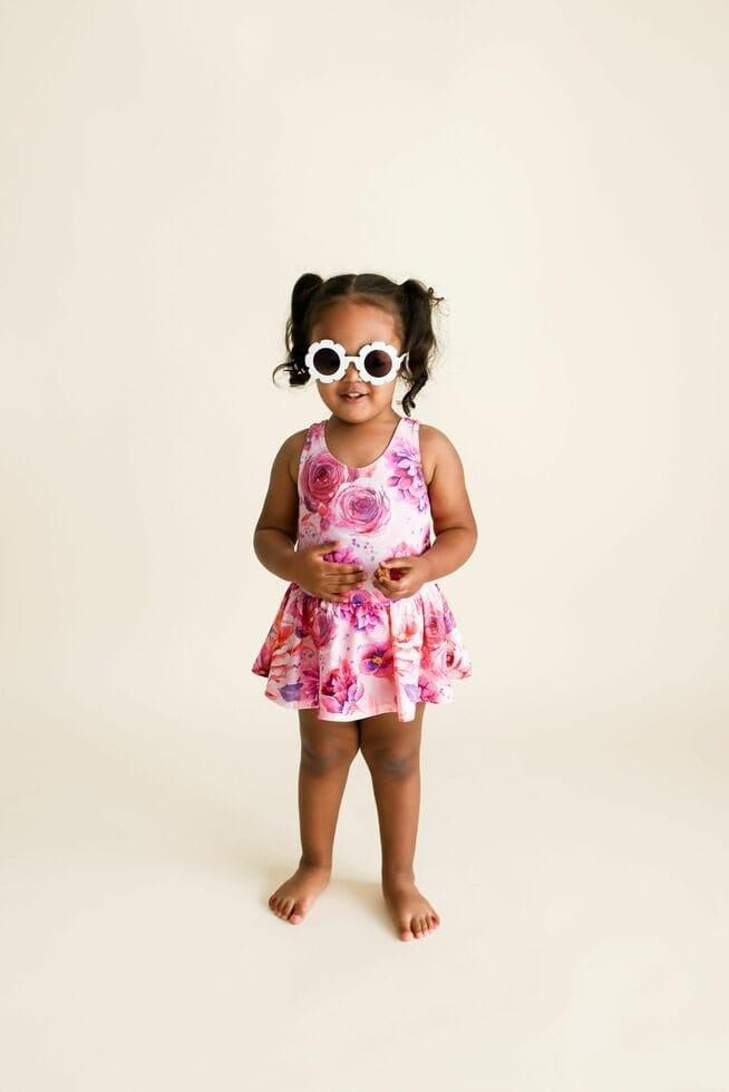 Girl's One Piece Twirl Skirt Swimsuit - Amira (Floral) - Image 4