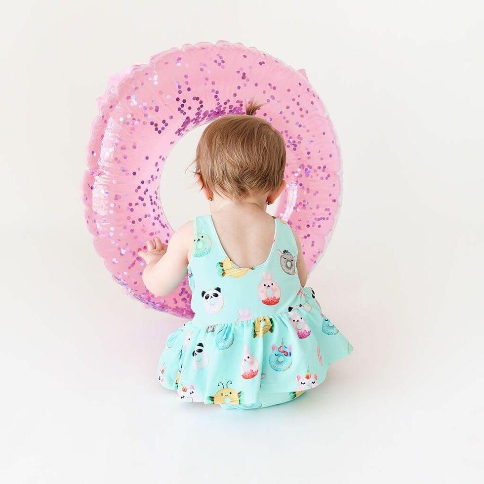 Girl's One Piece Twirl Skirt Swimsuit - Donuts - Image 4