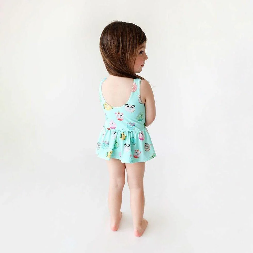 Girl's One Piece Twirl Skirt Swimsuit - Donuts - Image 5