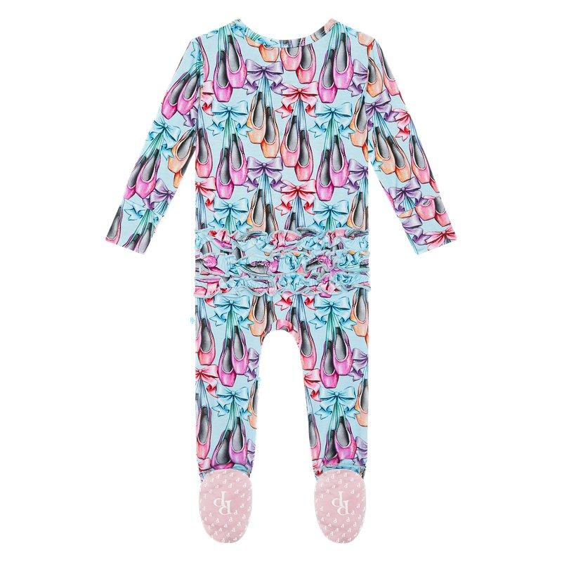 Girl's Bamboo Ruffle Footie with Zipper - Irina (Ballet Shoes) - Image 2