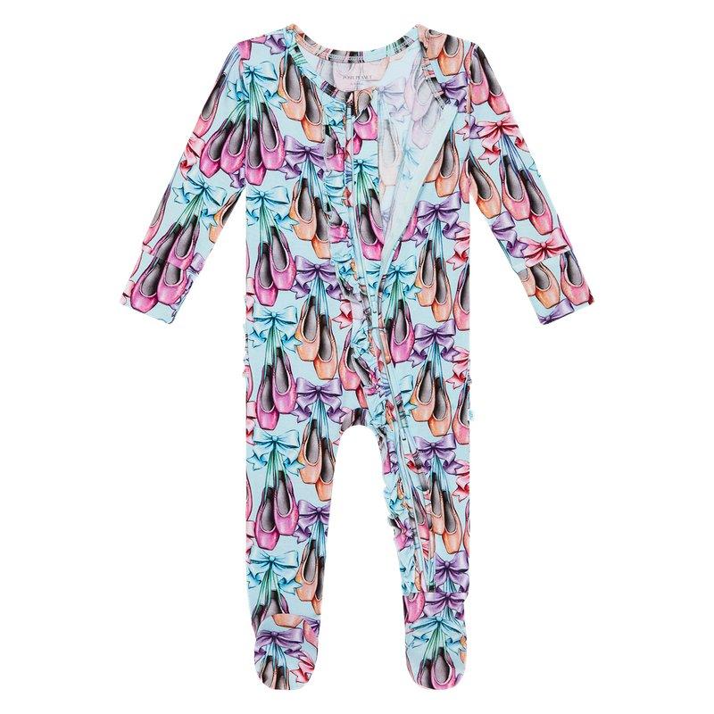 Girl's Bamboo Ruffle Footie with Zipper - Irina (Ballet Shoes) - Image 3