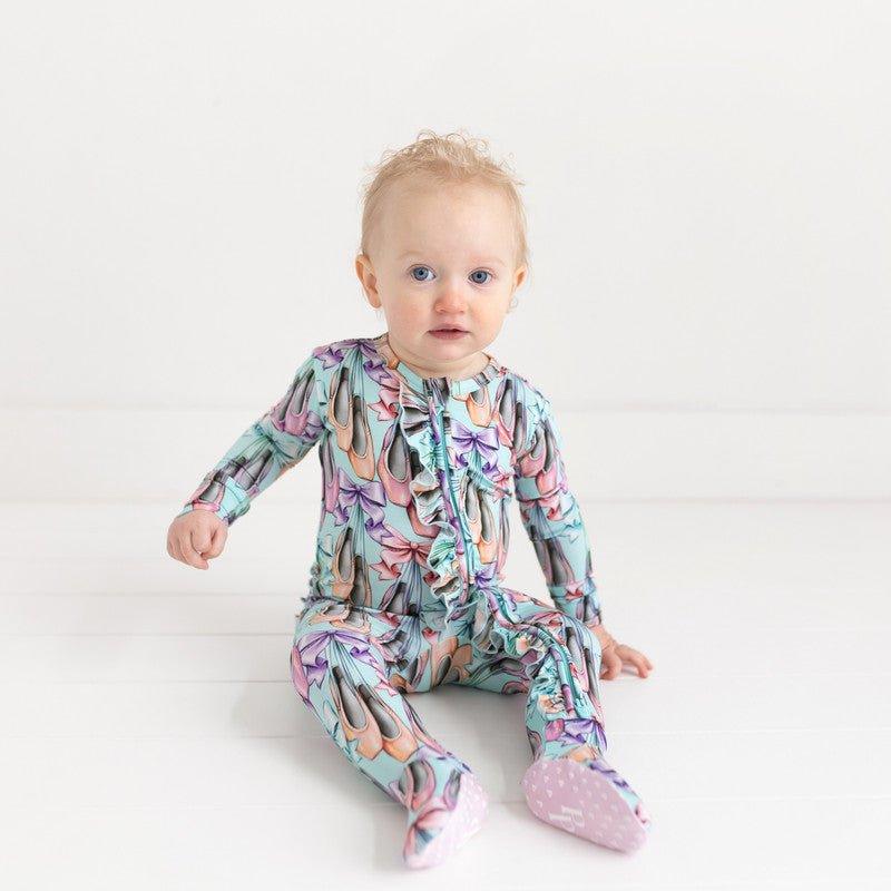 Girl's Bamboo Ruffle Footie with Zipper - Irina (Ballet Shoes) - Image 4
