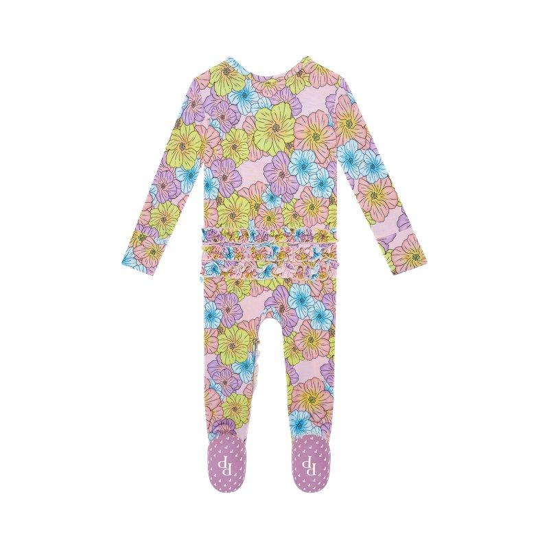 Girl's Bamboo Ruffle Footie with Zipper - Kourtney (Floral) - Image 2