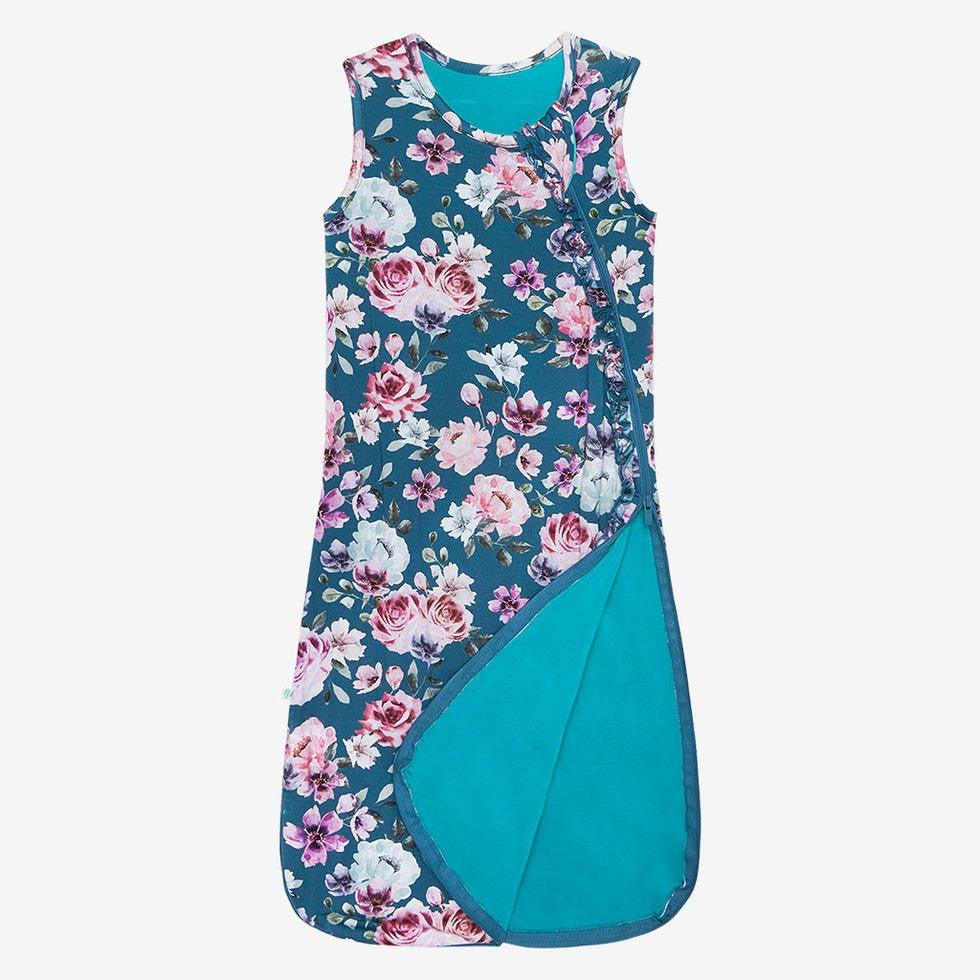 Girl's Bamboo Ruffled Sleeveless Sleeping Bag, 1 TOG - Keisha (Floral) - Image 2