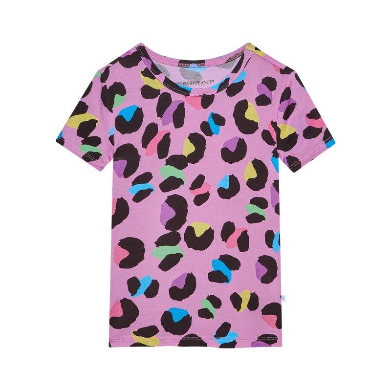 Girl's Bamboo Short Sleeve Pajama Set - Electric Leopard - Image 2