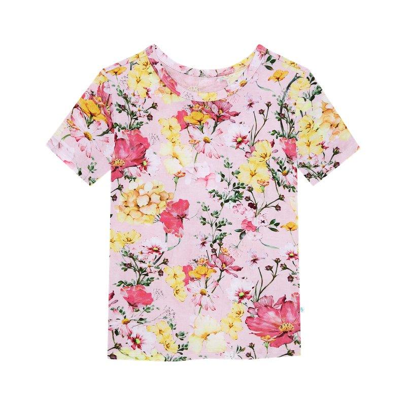 Girl's Bamboo Short Sleeve Pajama Set - Gaia (Floral) - Image 2