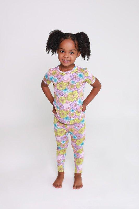 Girl's Bamboo Short Sleeve Pajama Set - Kourtney (Floral) - Image 4