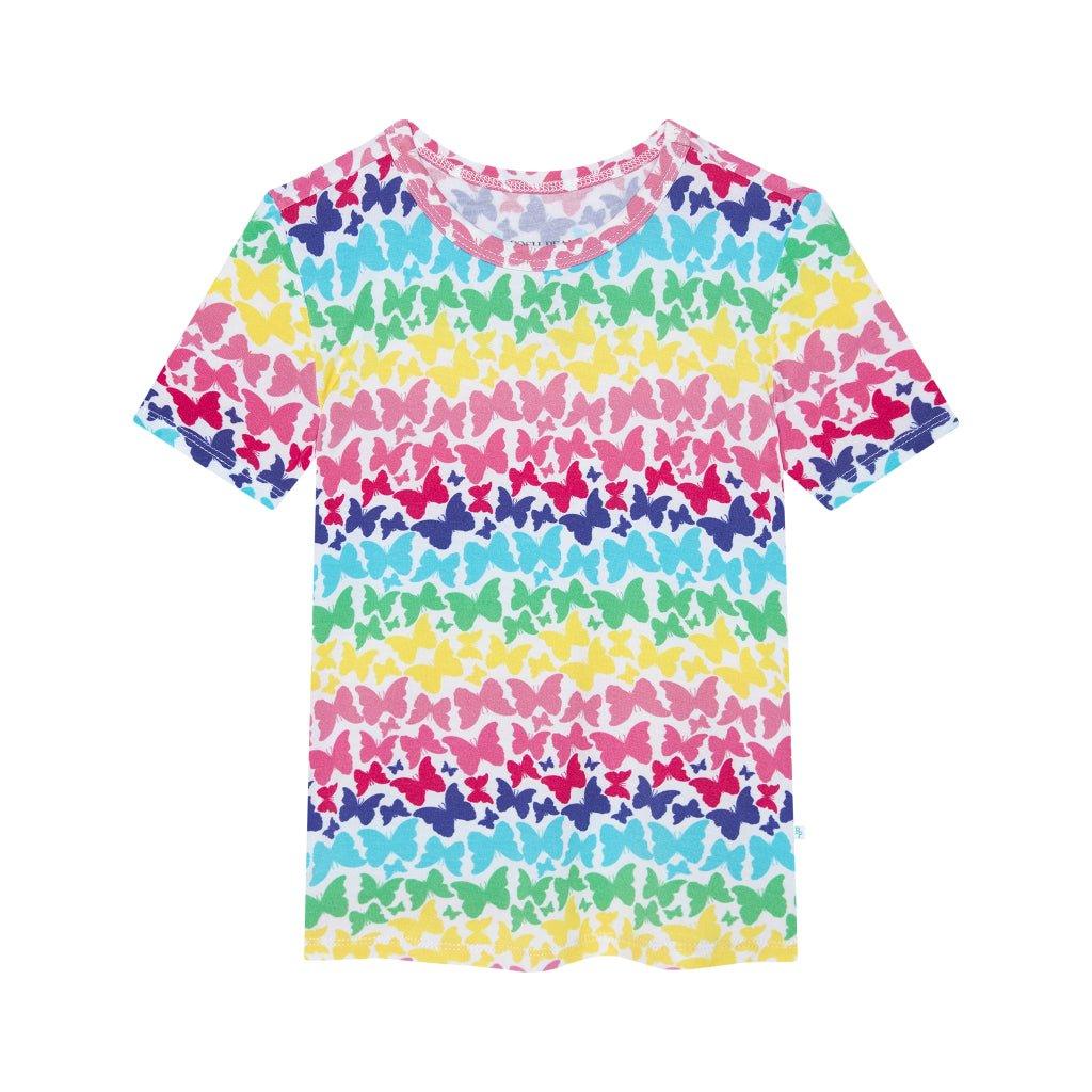 Girl's Bamboo Short Sleeve Pajama Set - Rainbow Butterfly - Image 2