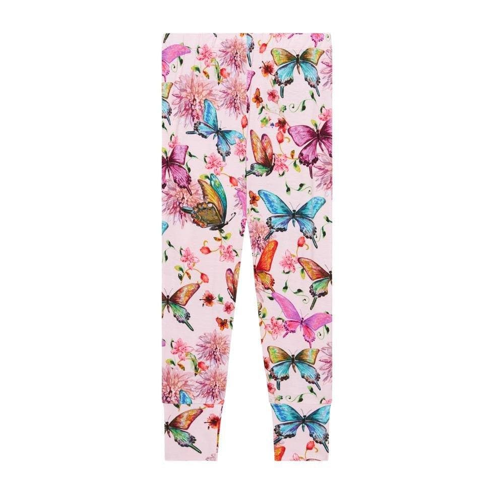 Girl's Bamboo Short Sleeve Pajama Set - Watercolor Butterfly - Image 6