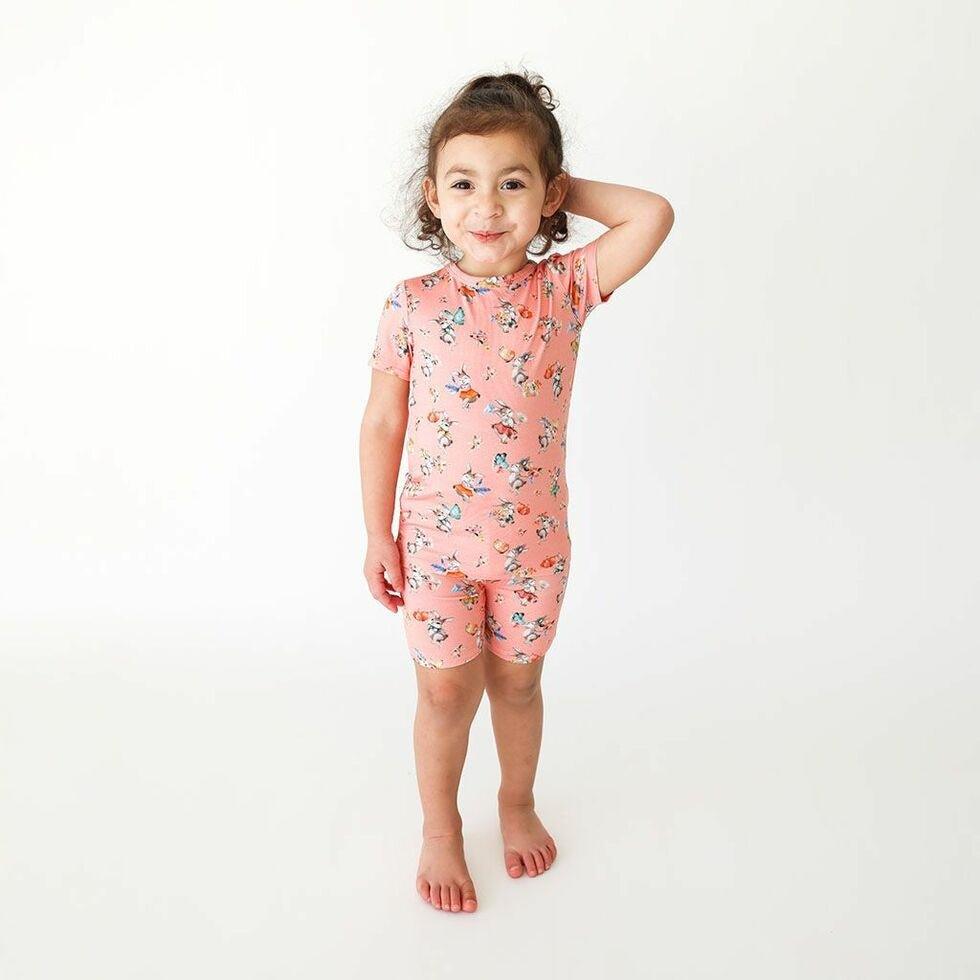 Girl's Bamboo Short Sleeve Pajama Set with Shorts - Betty (Rabbits) - Image 2