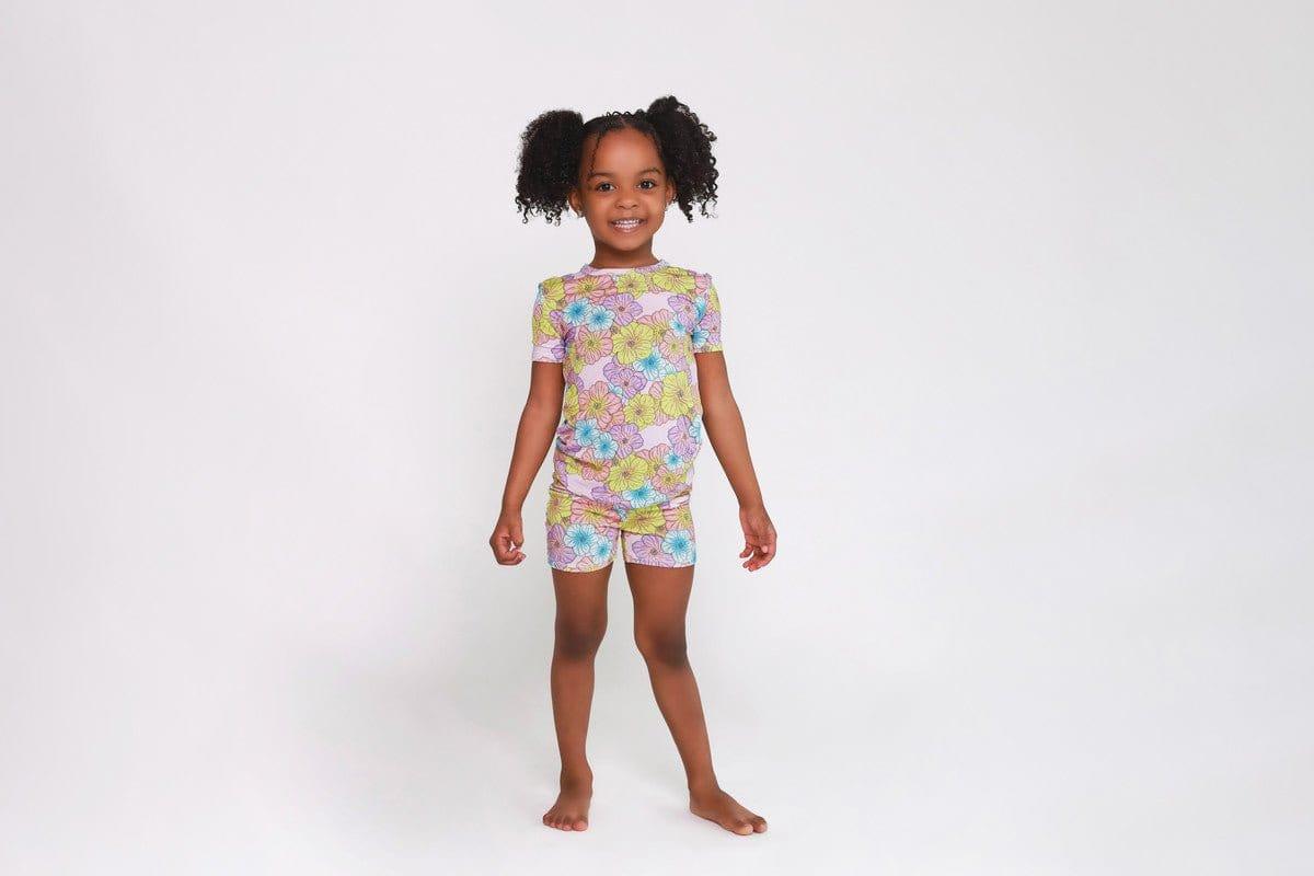 Girl's Short Sleeve Pajama Set with Shorts - Kourtney (Floral) - Image 4