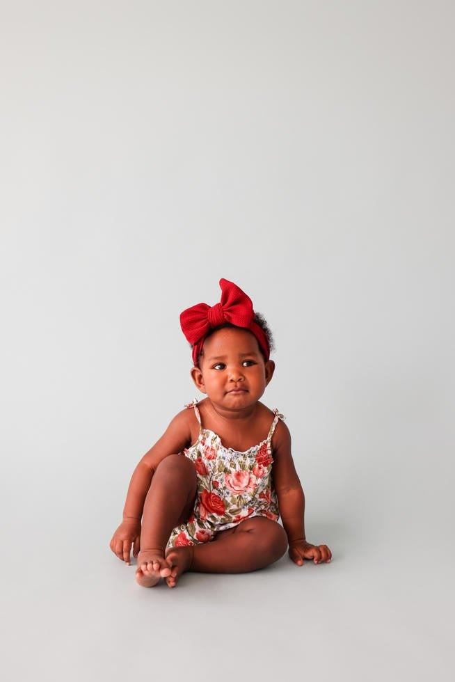 Girl's Bamboo Spaghetti Strap Bubble Romper - Alma (Floral) - Image 2
