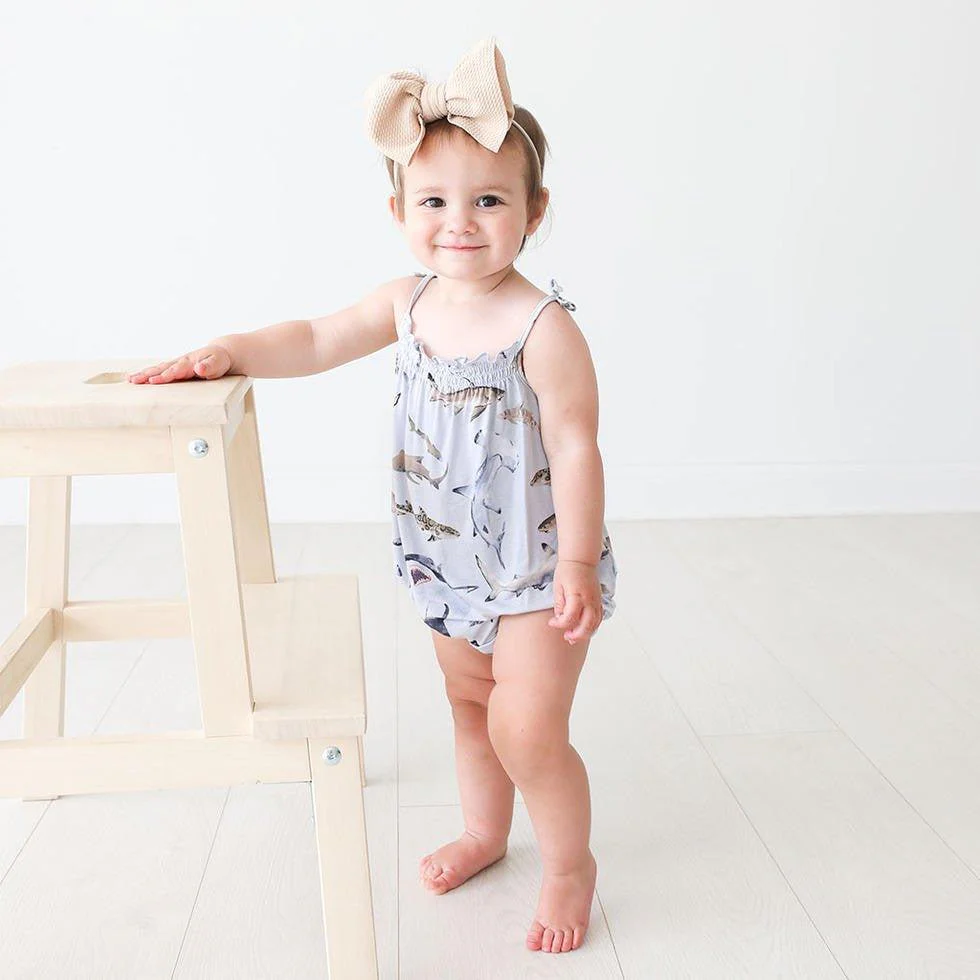 Girl's Bamboo Spaghetti Strap Bubble Romper - Maverick (Sharks) - Image 2