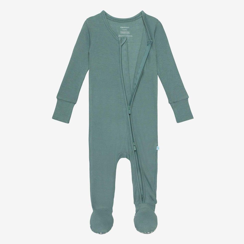 Infant Bamboo Footie with Zipper - Arctic Waffle - Image 2