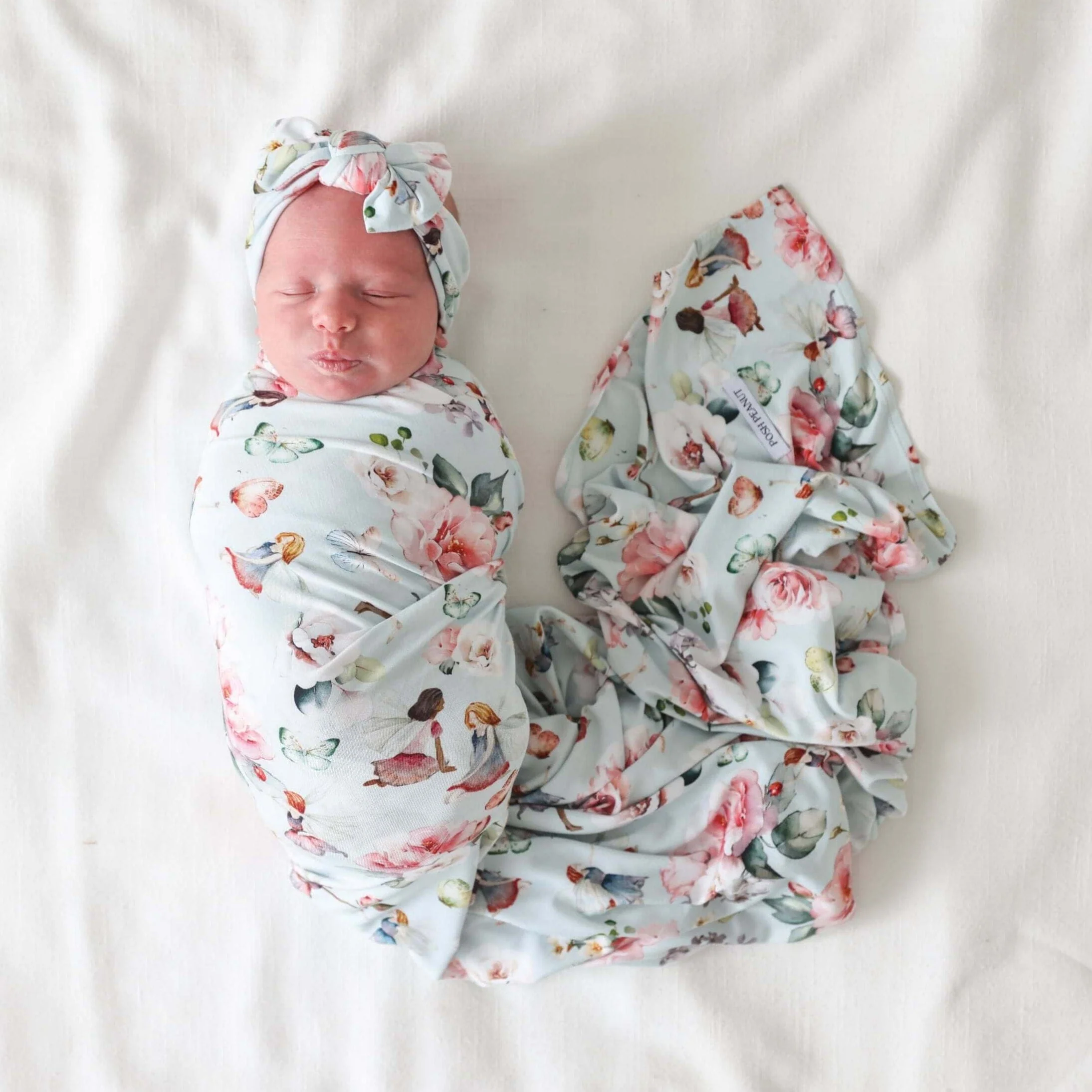 Bamboo Infant Luxe Headwrap with Bow - Melinda (Fairies) - Image 2