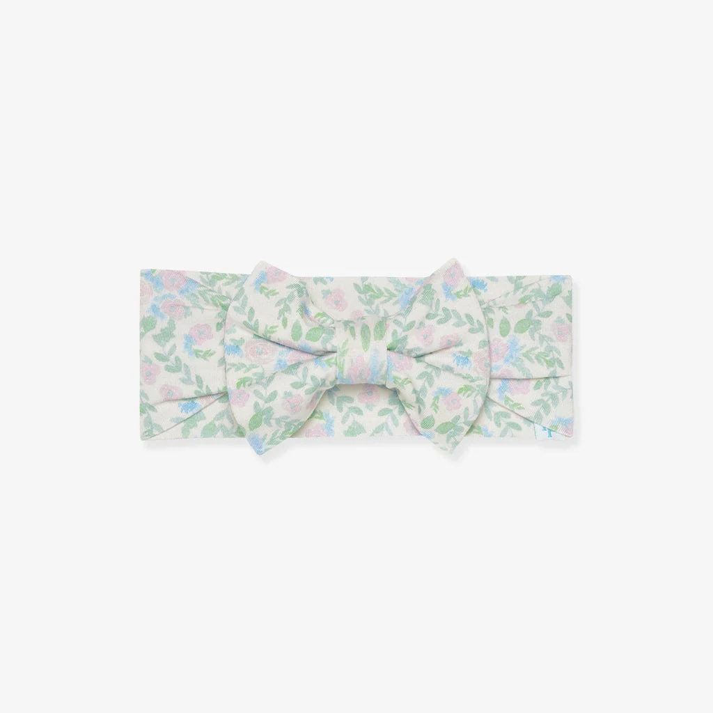 Bamboo Infant Luxe Headwrap with Bow - Prairie Floral - Image 2