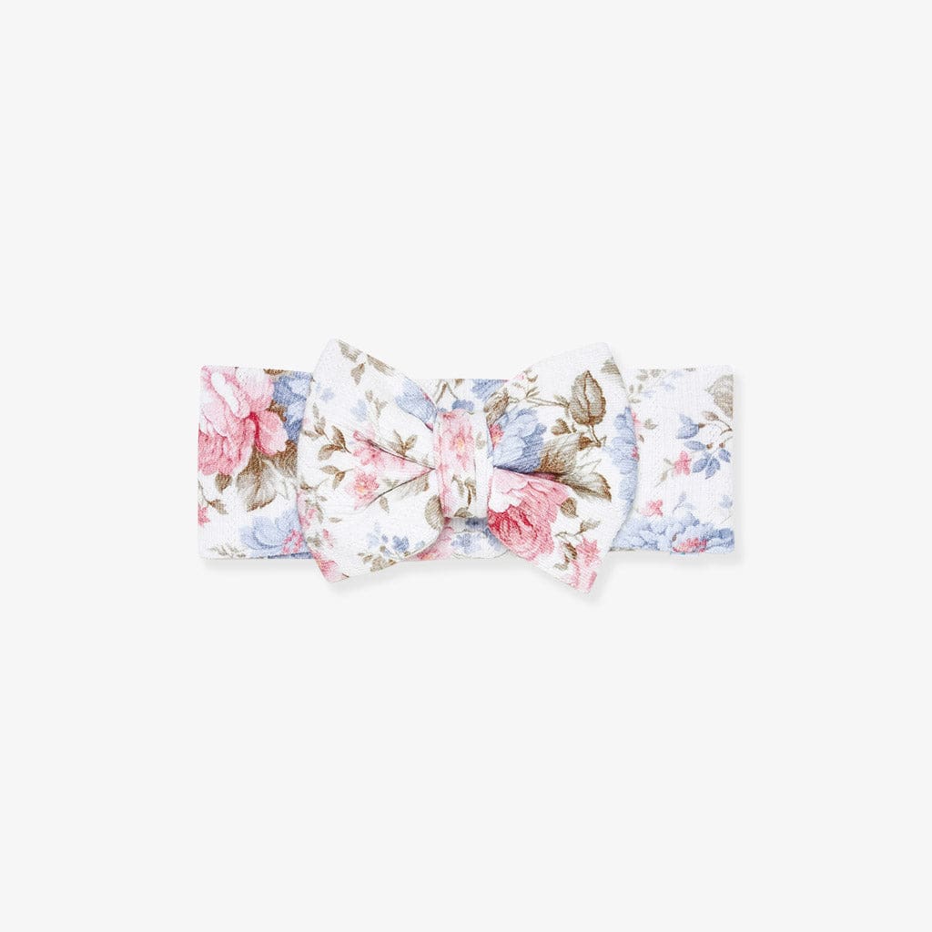 Bamboo Infant Pointelle Luxe Headwrap with Bow - Etta (Floral) - Image 2