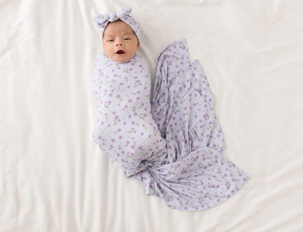 Infant Bamboo Swaddle and Headwrap Set - Jeanette (Floral) - Image 4