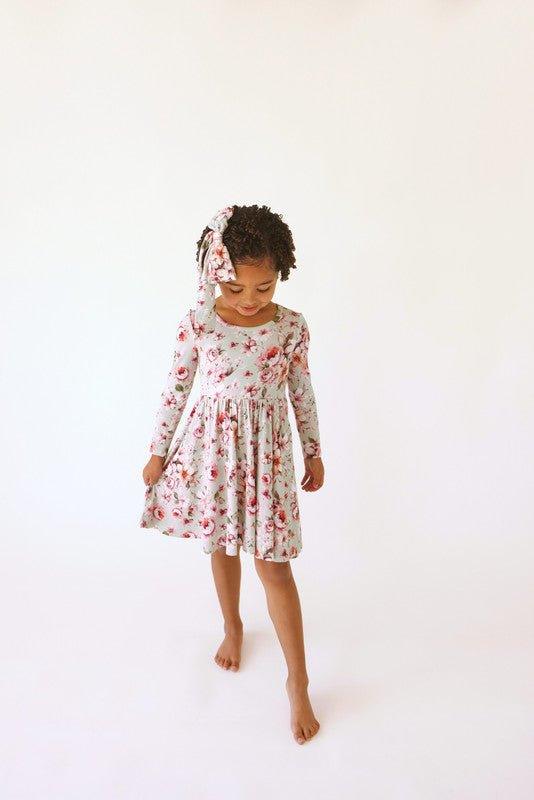 Bamboo Long Sleeve Basic Twirl Dress - Millicent (Floral) - Image 3