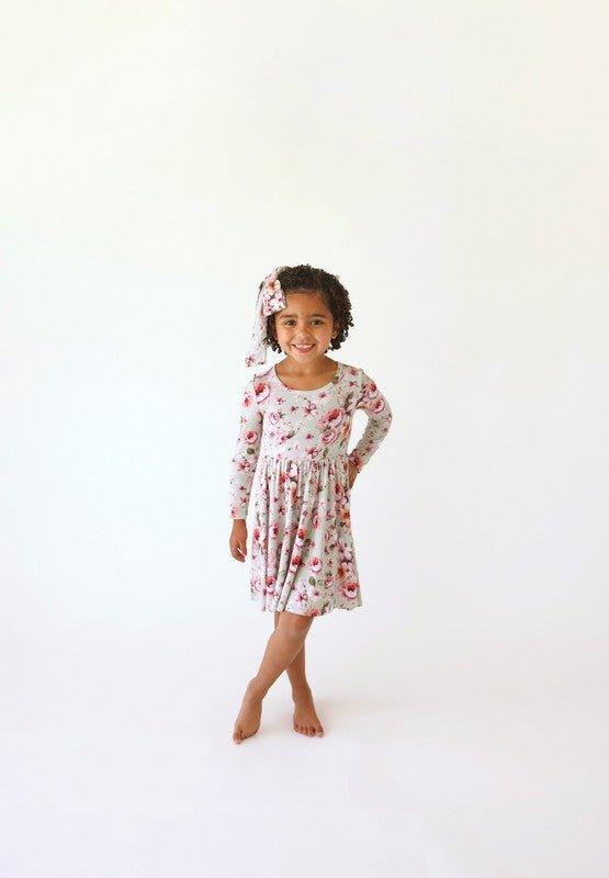 Bamboo Long Sleeve Basic Twirl Dress - Millicent (Floral) - Image 4