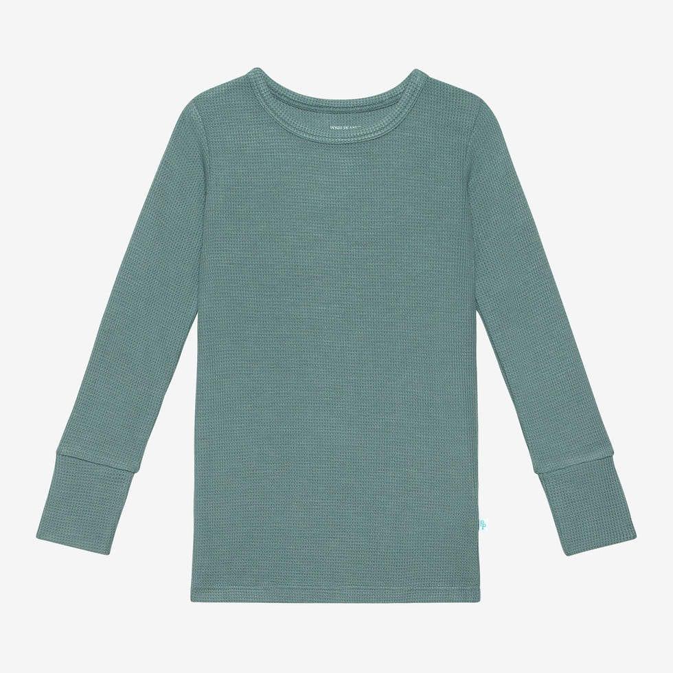 Kids Bamboo Long Sleeve Pajama Set 2 Piece - Arctic Waffle - Image 3