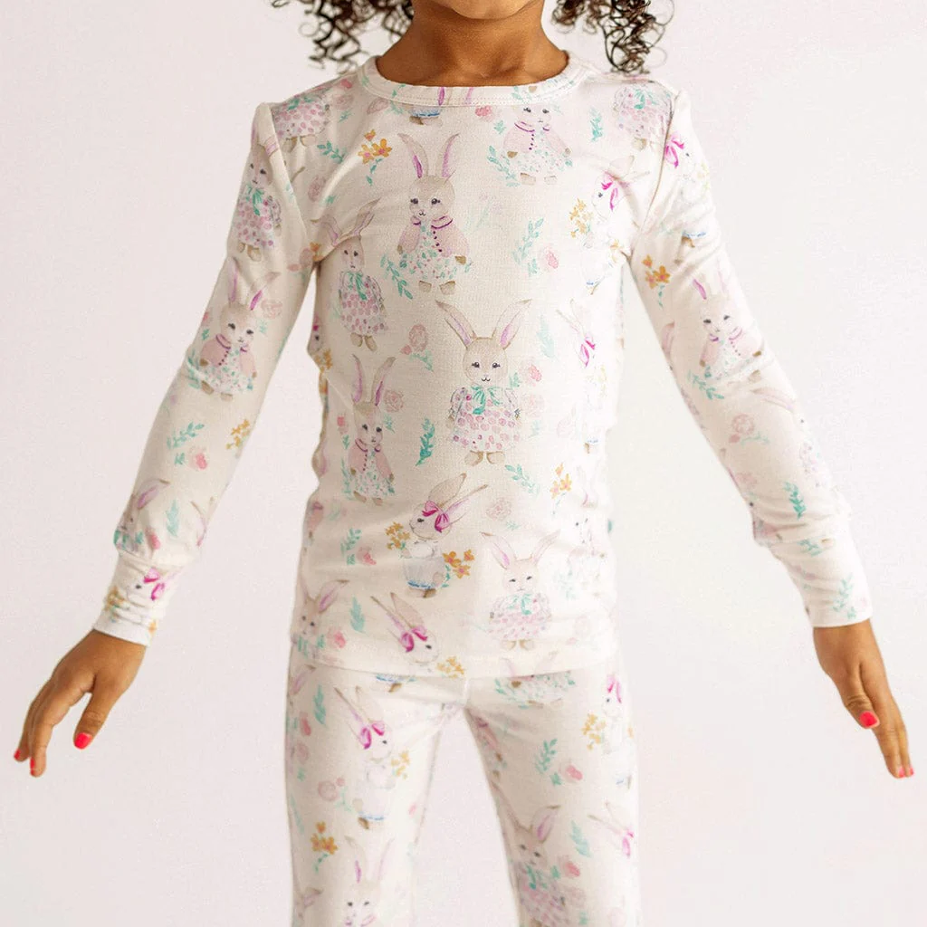 Bamboo Long Sleeve Pajama Set - Clementine (Bunnies) - Image 2