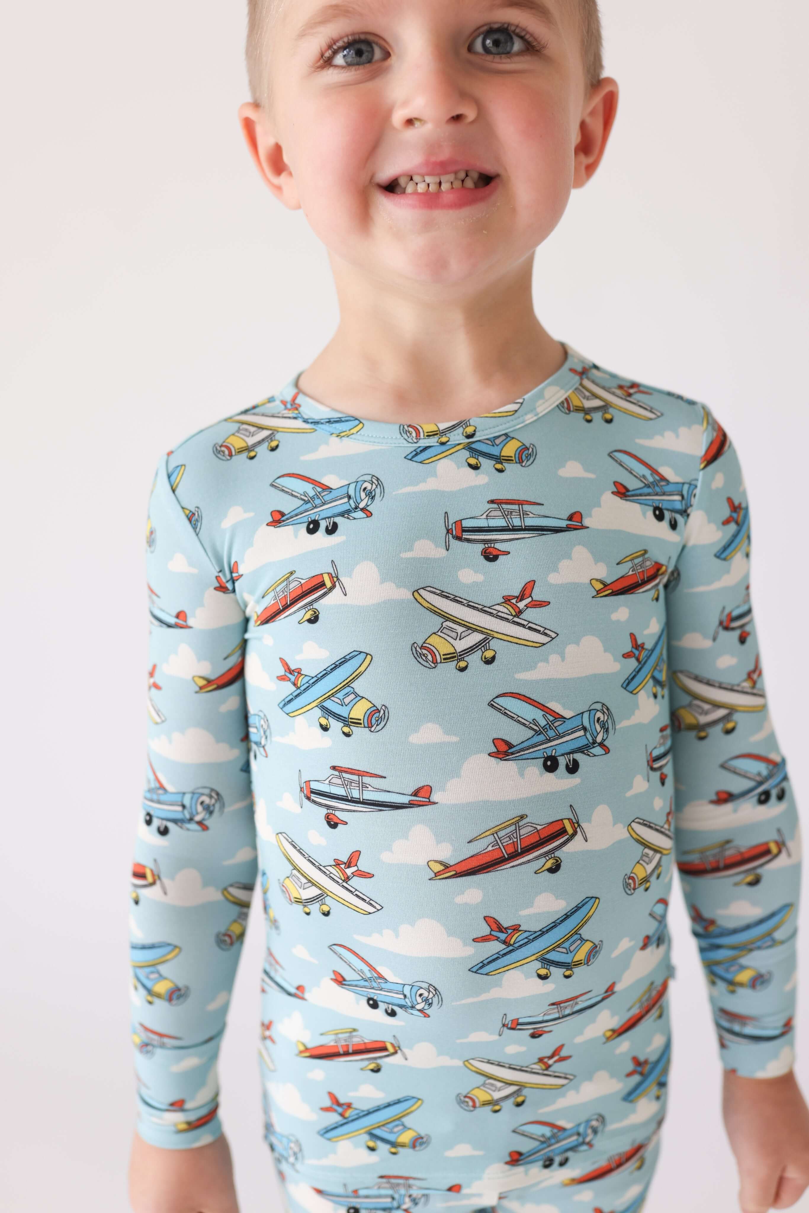 Bamboo Long Sleeve Pajama Set - Posh Planes - Image 2