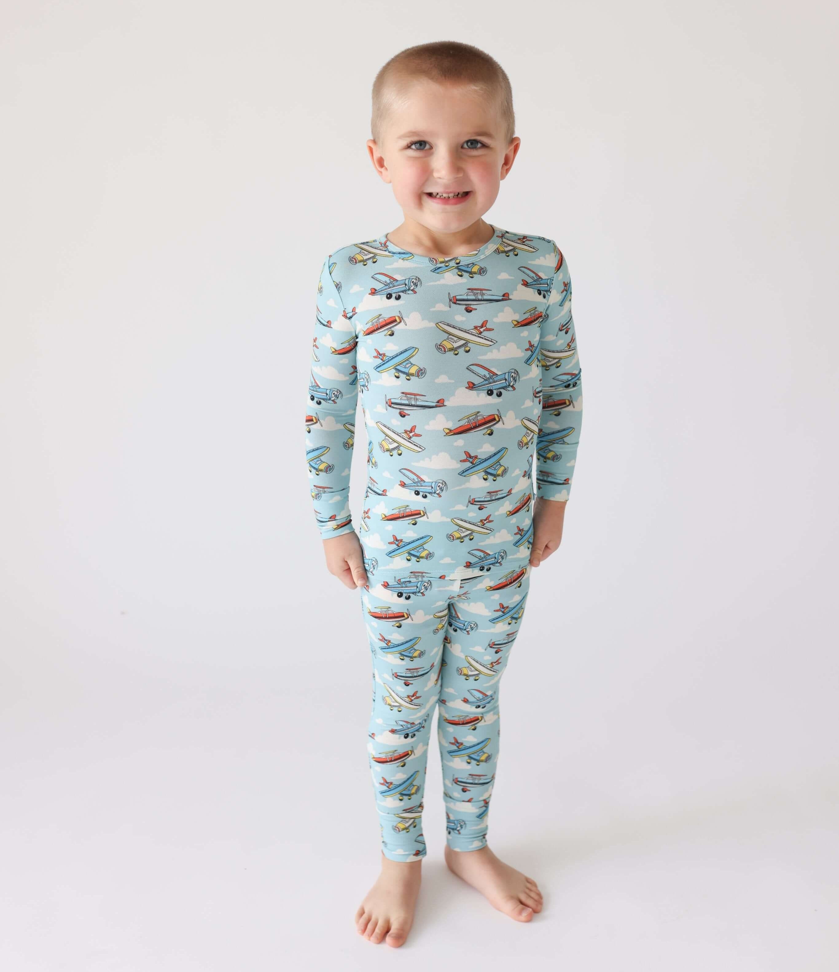 Bamboo Long Sleeve Pajama Set - Posh Planes - Image 3
