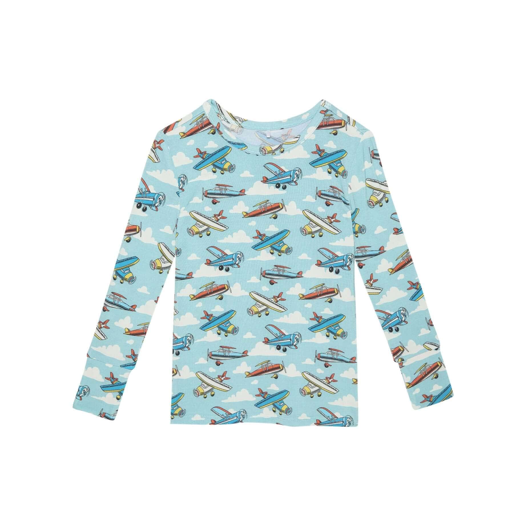 Bamboo Long Sleeve Pajama Set - Posh Planes - Image 4