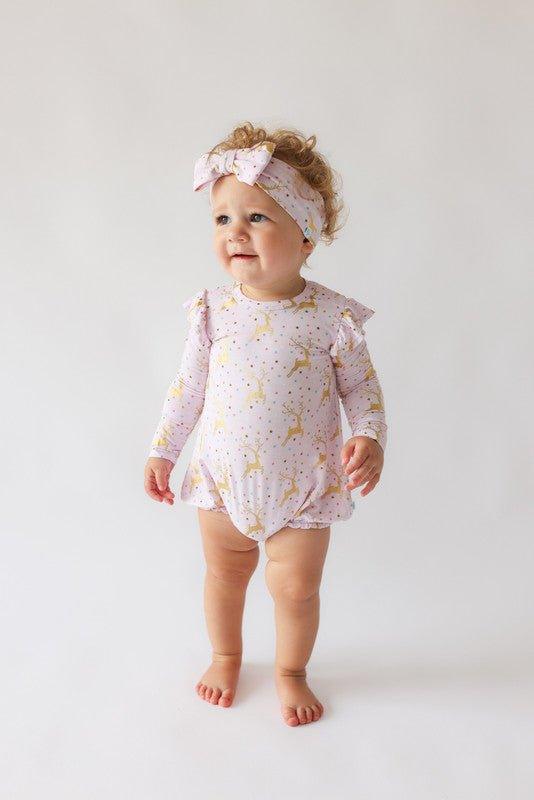 Bamboo Long Sleeve Ruffled Bubble Romper - Ryleigh (Reindeer) - Image 2