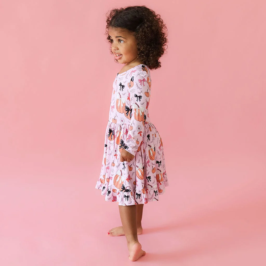 Bamboo Long Sleeve Ruffled Twirl Dress - Regan (Pumpkin) - Image 2
