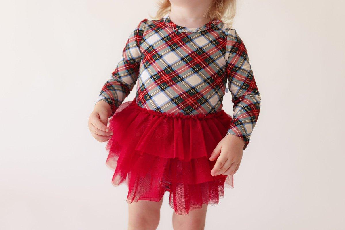Bamboo Long Sleeve Tulle Skirt Bodysuit - Marqui (Plaid) - Image 2