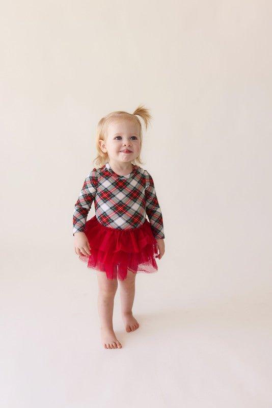 Bamboo Long Sleeve Tulle Skirt Bodysuit - Marqui (Plaid) - Image 3