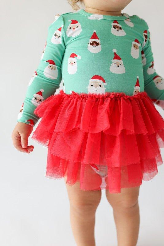 Bamboo Long Sleeve Tulle Skirt Bodysuit - Santa Medley - Image 2
