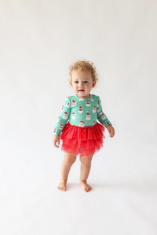 Bamboo Long Sleeve Tulle Skirt Bodysuit - Santa Medley - Image 3