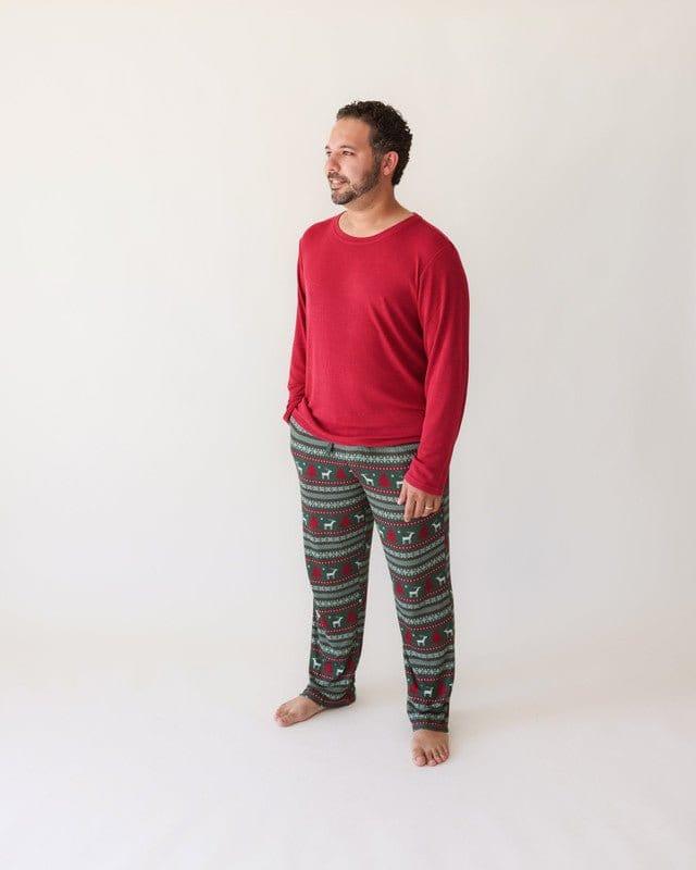 Men's Bamboo Long Sleeve Pajama Set - Holiday Fair Isle (Deer) - Image 5