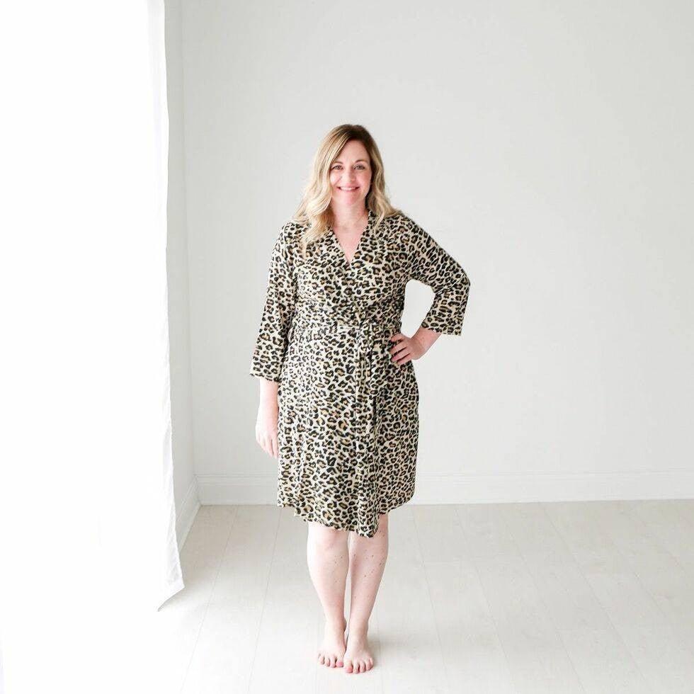 Bamboo Mommy Robe - Lana Leopard Tan - Image 2